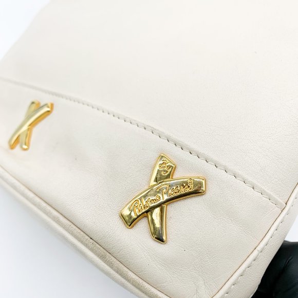 VINTAGE Paloma Picasso Leather Gold 'X' Crossbody - Picture 6 of 9